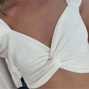 White twist sweater top